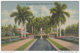 Florida Palm Beach Memorial Fountain 1947 Curteich - Palm Beach