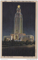 Louisiana Baton Rouge State Capitol Building At Night Curteich - Baton Rouge