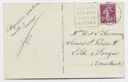 N° 190 CARTE DAGUIN JAUJAC PRES VALS VOLCAN EAU MINERALE 1935 ARDECHE - Mechanical Postmarks (Advertisement)