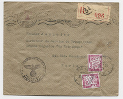 TAXE 3FR X2 PARIS 1943 LETTRE REC KOMMANDATUR PARIS 34 - 1859-1959 Cartas