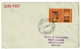 Ref 1539 - 1966 Cover - Bhutan Book Post Rate With Overprinted Stamp SG 59 - Bhoutan