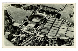 Ref 1539 -  1950's Real Photo Postcard - Wimbledon Tennis Courts From The Air - Sport Theme - London Suburbs