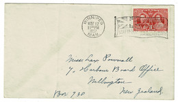 Ref 1539 -  1937 Cover - Winnipeg Manitoba Canada To New Zealand - Coronation Slogan Cancel - Covers & Documents