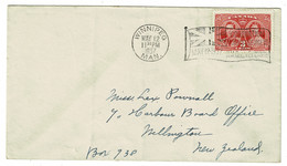 Ref 1539 -  1937 Cover - Winnipeg Manitoba Canada To New Zealand - Coronation Slogan Cancel - Lettres & Documents