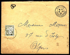LETTRE TAXÉE DE BOUGIE (CONSTANTINE) - 1909 - POUR ALGER - 20c TAXE À PERCEVOIR - Postage Due