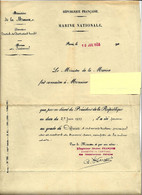 MARINE NATIONALE NOMINATION P.J. MOCQUARD OFFICIER  DIRECTION DES TRAVAUX 1933 SIGNATURE CACHET V.SCANS - Historical Documents