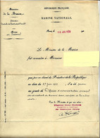 MARINE NATIONALE NOMINATION P.J. MOCQUARD OFFICIER  DIRECTION DES TRAVAUX 1933 SIGNATURE CACHET V.SCANS - Documentos Históricos