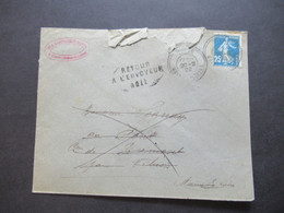 Frankreich 1922 Säerin Retour Beleg Tigne Stempel Retour A L'Envoyeur 4211 - Cartas & Documentos