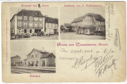 WASSELONNE (67) - Gruss Aus Wasselnheim - Gasthaus A. Helftenmeyer - Brauerei Von Amos - Bahnhof - 1898 - Ed. P. Ott - Wasselonne