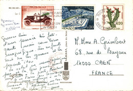 N°91325 -timbres De Monaco Sur Carte Postale - Lettres & Documents