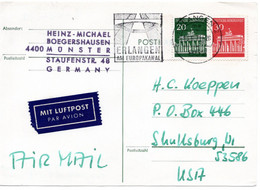 57563 - Bund - 1971 - 20&30Pfg. Brandenburger Tor Zdr A LpKte ERLANGEN - ... -> Shullsburg, WI (USA) - Lettres & Documents