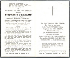 Bidprentje Putte-Stabroek - Fissers Stephanie (1916-1964) - Imágenes Religiosas
