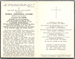 Bidprentje Putte-Stabroek - Jacobs Maria Josephina (1878-1957) - Devotion Images
