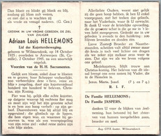 Bidprentje Wilmarsdonk - Hellemons Adriaan Louis (1925-1945) - Imágenes Religiosas