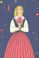 Estonia:V.Pirk, Lady Wearing National Costume, 1966 - Europe