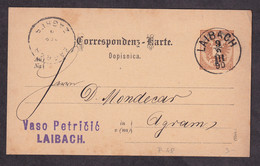 AUSTRIA - Bilingual Stationery, German/Slovenian Language, Mi.No. P-48. Sent From Laibach To Agram 1890. - 2 Scans - Covers & Documents