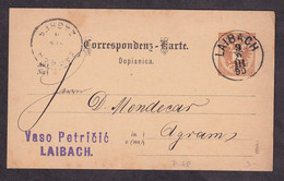 AUSTRIA - Bilingual Stationery, German/Slovenian Language, Mi.No. P-48. Sent From Laibach To Agram 1890. - 2 Scans - Brieven En Documenten