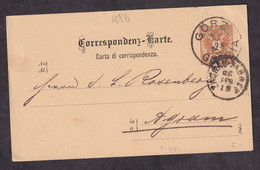AUSTRIA - Bilingual Stationery, German/Italian Language, Mi.No. P-45. Sent From Gorz To Agram 1886. - 2 Scans - Covers & Documents