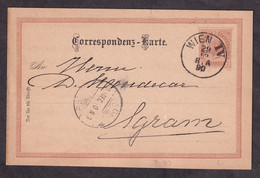 AUSTRIA - Stationery, Mi.No. P-93. Sent From Wienn To Agram 1890 - 2 Scans - Storia Postale