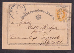 AUSTRIA - Stationery Sent Wien To Zagreb (Agram) 1876 - 2 Scans - Storia Postale