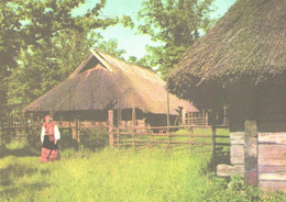 Estonia:A West-Estonian Farmyard, Lady Wearing National Costume, 1977 - Europe