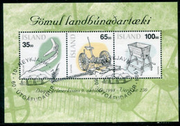 ICELAND 1998 Stamp Day: Agricultural Implements Block Used.  Michel Block 22 - Gebruikt