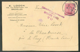 N°138 - 10 Centimes Obl. Sc De BRUXELLES (NORD) sur Carte Du 13-VII-1919 Vers La Chartreuse (FR). + Griffe Violette Préf - Prisioneros