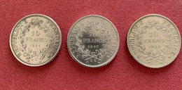 3 Pièces10 Francs Argent 1965 - 1967 - 1968 - K. 10 Francos