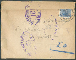 N°141 - 25  Cent. Obl. Sc NAMUR 2 Sur Enveloppe Du 31-XII-1918 Vers La Croix-Rouge De Genève (SUISSE) + Bande Contrôle P - Andere & Zonder Classificatie