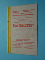 Koninklijke Harmonie " DE VRIJE ANTWERPENAREN " > 1933 GROOT KUNSTCONCERT> Feestzaal Katholieken Kring ANTWERPEN ! - Programs