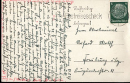 ! Maschinenwerbestempel Deutsches Reich Posteigenwerbung Rechtzeitig Postreisescheck Besorgen, Lübeck, 1937 - Cartas & Documentos