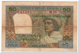 MADAGASCAR,50 FRANCS,1969,P.61,aVF - Madagascar