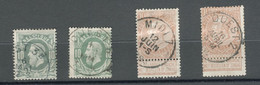 BELGIQUE - LOT DE 4 TIMBRES SIMPLE CERCLE D'AMBULANT - 1869-1883 Leopold II