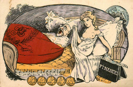 Curiosa Et Politique * CPA Illustrateur Raoul THOMEN Thomen 1904 * FINANCES ! * Femme Nue Seins Nus Nu * Monnaie - Satirisch