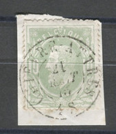 BELGIQUE - COB 30 10C VERT PERCEPTION DOUBLE CERCLE CHIEVRE-ATTRES - 1869-1883 Leopold II.