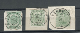 BELGIQUE - LOT DE 3 TIMBRES SIMPLE CERCLE EVERBECQ - Andere & Zonder Classificatie