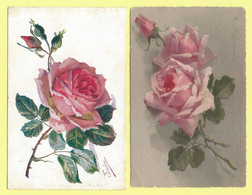 5396 - BLOEMEN - FLOWERS - ROZEN - ROSES - CHOCOLAT MARTOUGIN - 2 POSTCARDS - Andere Zeichner