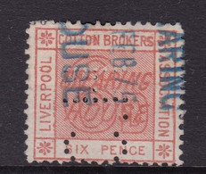 Liverpool Cotton Association . Cotton Brokers  6d Vermilion Barefoot 3 - Fiscale Zegels