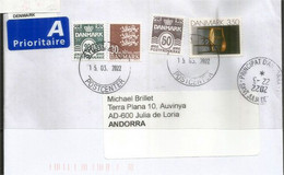 Lettre 2022, Art Décoratif Danois,  à Andorra, Avec Timbre à Date - Storia Postale