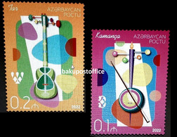 Azerbaijan Stamps 2022 National Musical Instruments Tar And Kamancha - Música