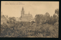 HALLE  PANORAMA ZICHT OP DE KERK      2 SCANS - Halle