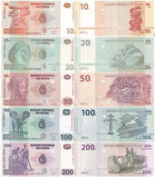 CONGO D.R. 10 20 50 100 200 Francs 2003 - 2013 P 93 94A 97 98 99 UNC   Set (5 V) - Democratic Republic Of The Congo & Zaire