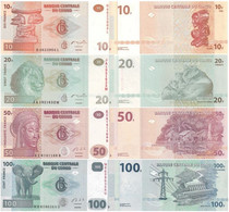 CONGO D.R. 10 20 50 100 Francs 2003 - 2013 P 93 94A 97 98 UNC  Set (4v) - République Démocratique Du Congo & Zaïre