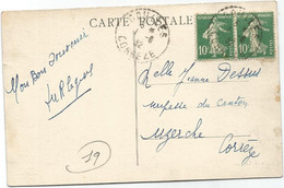 N°159 PAIRE CARTE LA POSTE C. PERLE GOULLES 1932 CORREZE - Handstempels