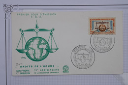 T24 ST PIERRE MIQUELON  BELLE LETTRE FDC  1963 DROITS DE L HOMME  + AFFRANCH. PLAISANT - Brieven En Documenten