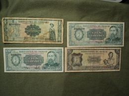 PARAGUAY. LOT DE 4 BILLETS DE BANQUE DIFFERENTS. ANNEES 60 / 80 - Paraguay