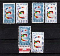 1957 Italia Italy EUROPA CEPT EUROPE 3 Serie Di 2v. MNH** Bl.4 SOGGETTI DIVERSI - 1957