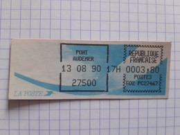 Pont Audemer 27500 - 13-08-90 - G02 PC27467 Tarif 3.80 - Encre Noire - 1988 « Comète »