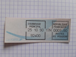 Courbevoie Principal 92400 - 25-10-90 - G1 PC92026 Tarif 3.80 - Encre Noire - 1988 « Comète »