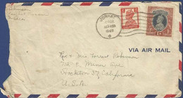 INDIA JORHAT POSTAL USED COVER 1948 KING GEORGE VI KGVI  TO USA UNITED STATES OF AMERICA - Used Stamps